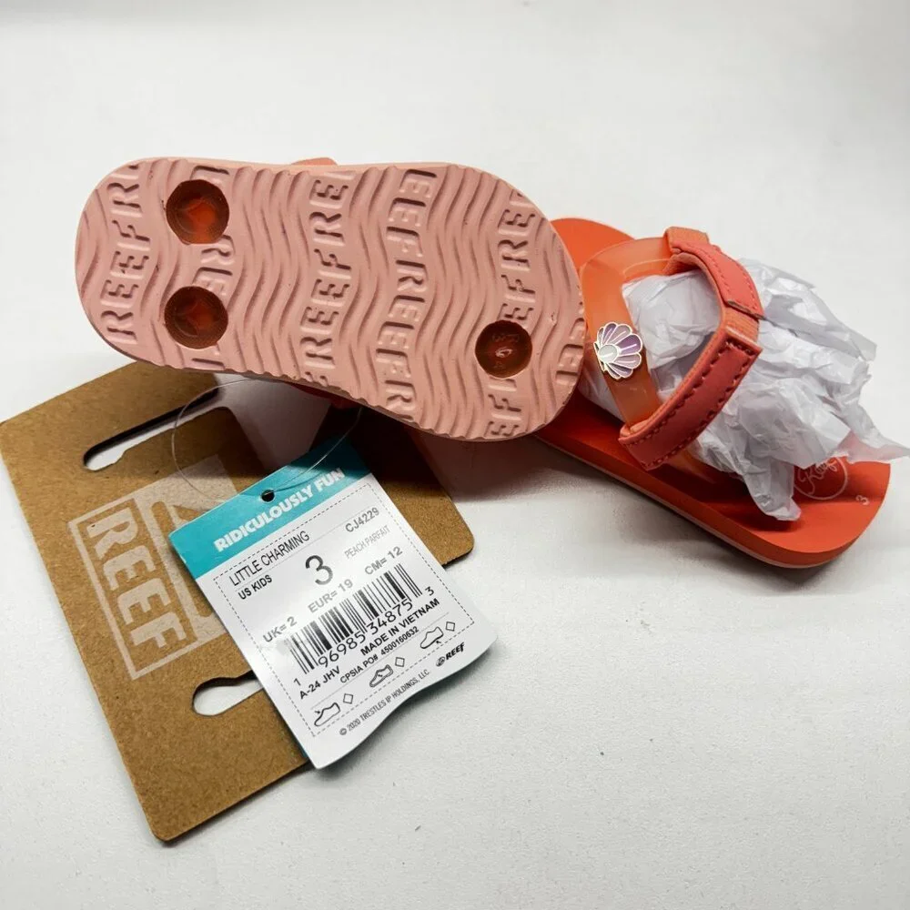 Reef Toddler Girl Sandals Size 3 New, Coral Pink, Little Charming, Strap Back